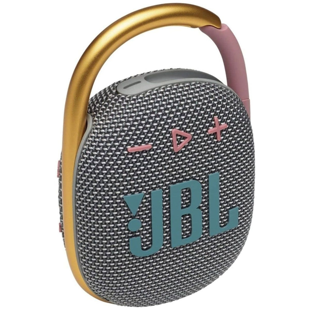 JBL Clip 4 Portable IP67 Waterproof Speaker - Gray/Gold/Red Image 1