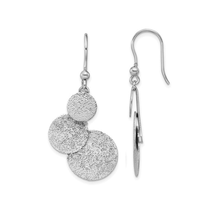Sterling Silver Textured Circles Dangle Earrings Image 1