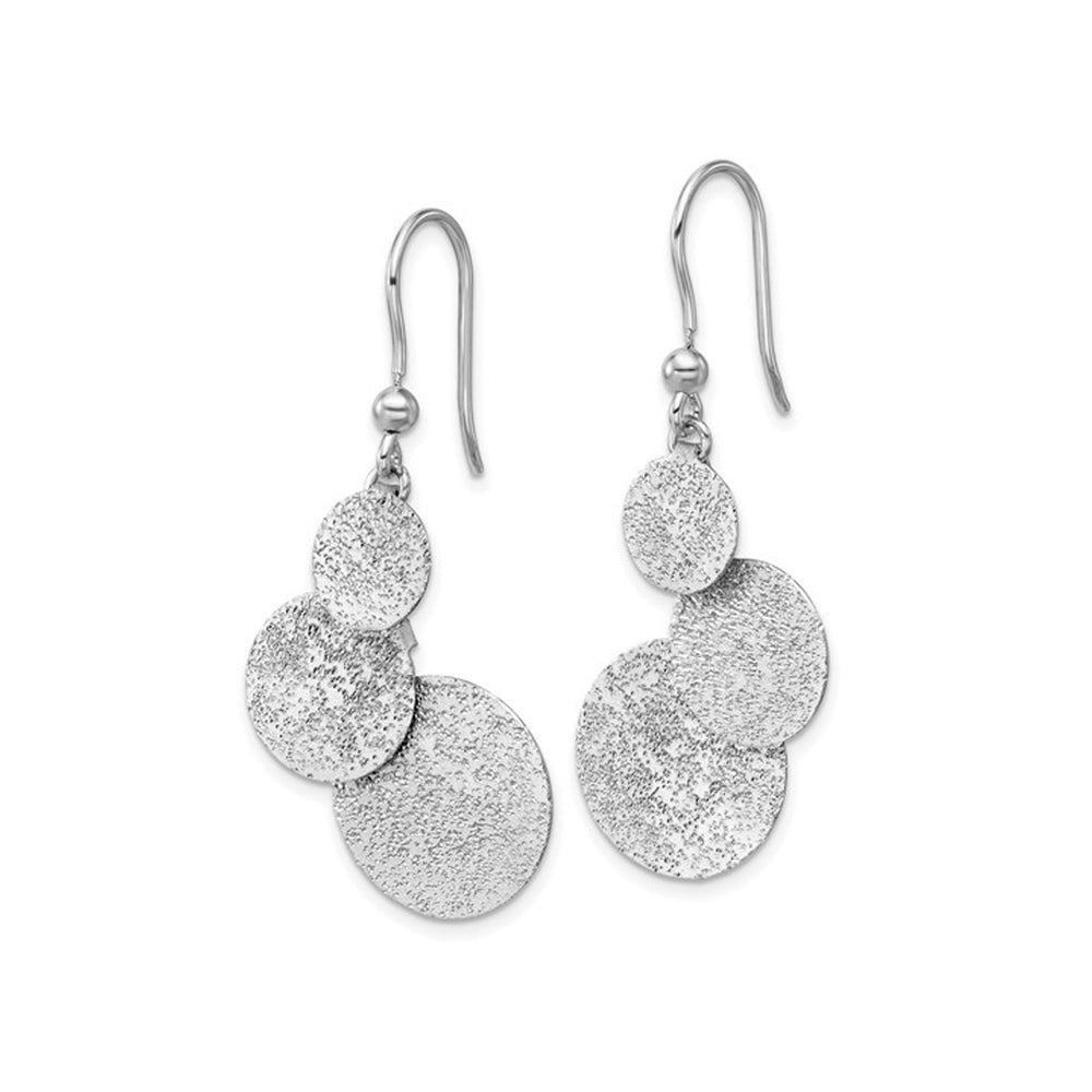 Sterling Silver Textured Circles Dangle Earrings Image 2