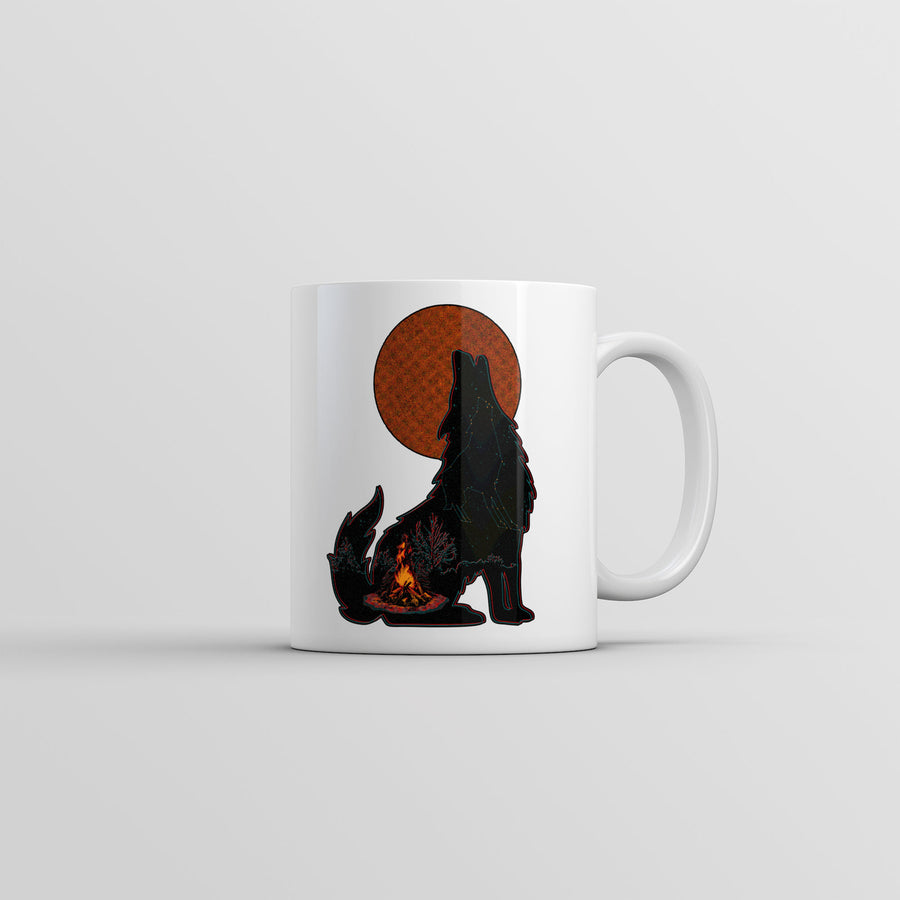 Campfire Wolf Mug Cool Nature Graphic Novelty Coffee Cup-11oz Image 1