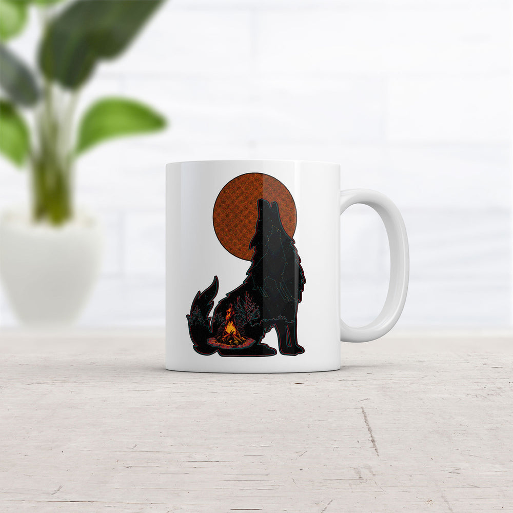 Campfire Wolf Mug Cool Nature Graphic Novelty Coffee Cup-11oz Image 2