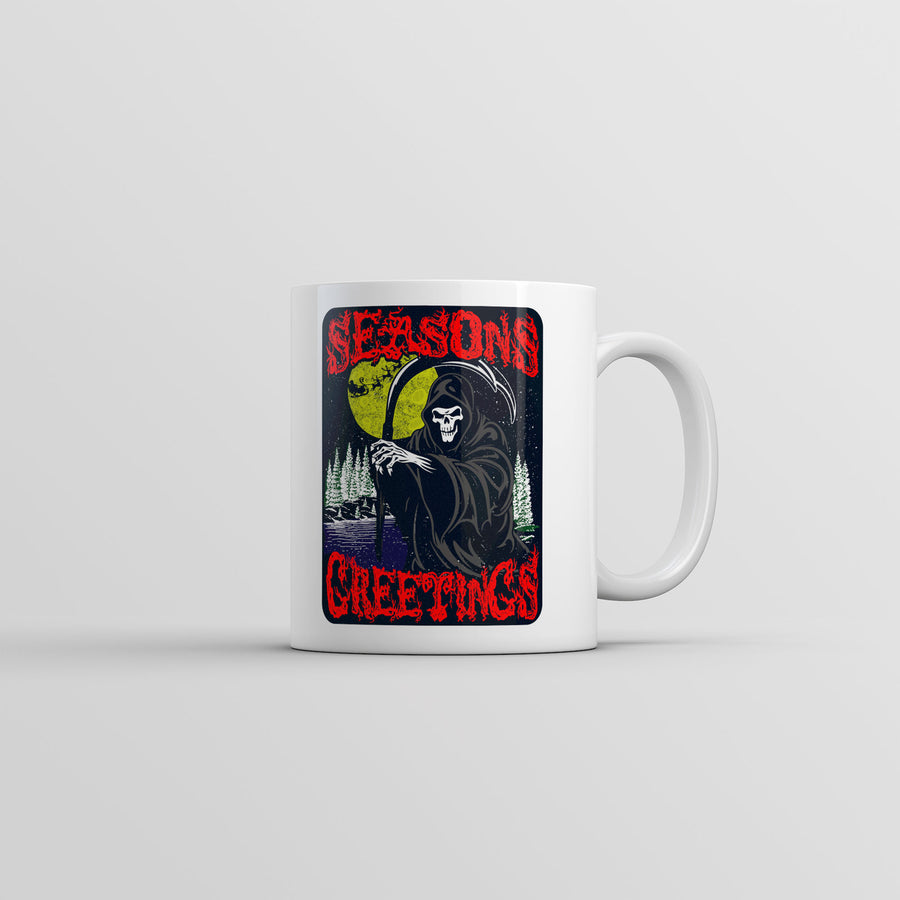 Seasons Greetings Mug Funny Grim Reaper Graphic Coffee Cup-11oz Image 1