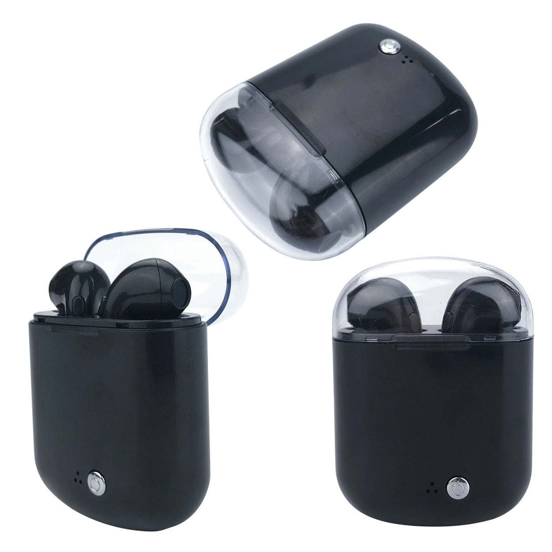 Clear Top Dual Chamber Wireless Bluetooth Earphones With Charging Box Image 1