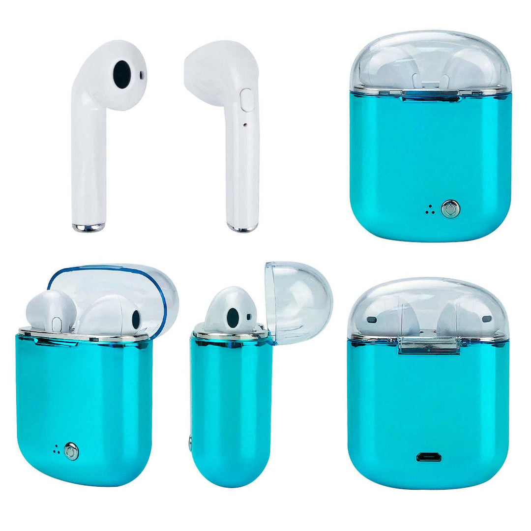 Clear Top Dual Chamber Wireless Bluetooth Earphones With Charging Box Image 1