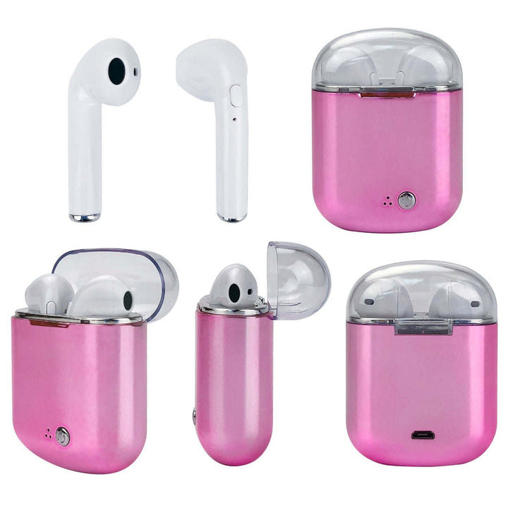 Clear Top Dual Chamber Wireless Bluetooth Earphones With Charging Box Image 1