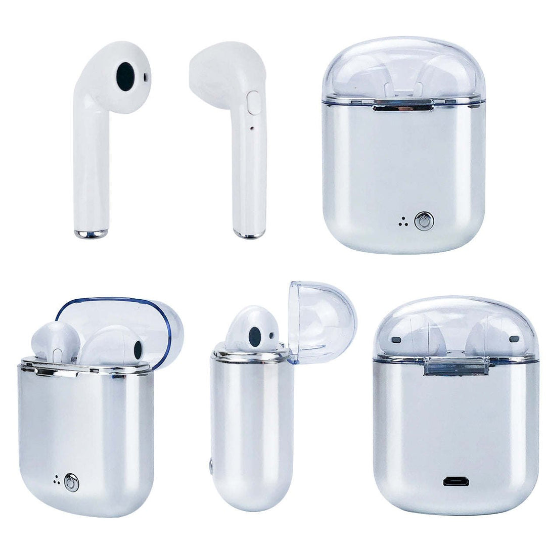 Clear Top Dual Chamber Wireless Bluetooth Earphones With Charging Box Image 11
