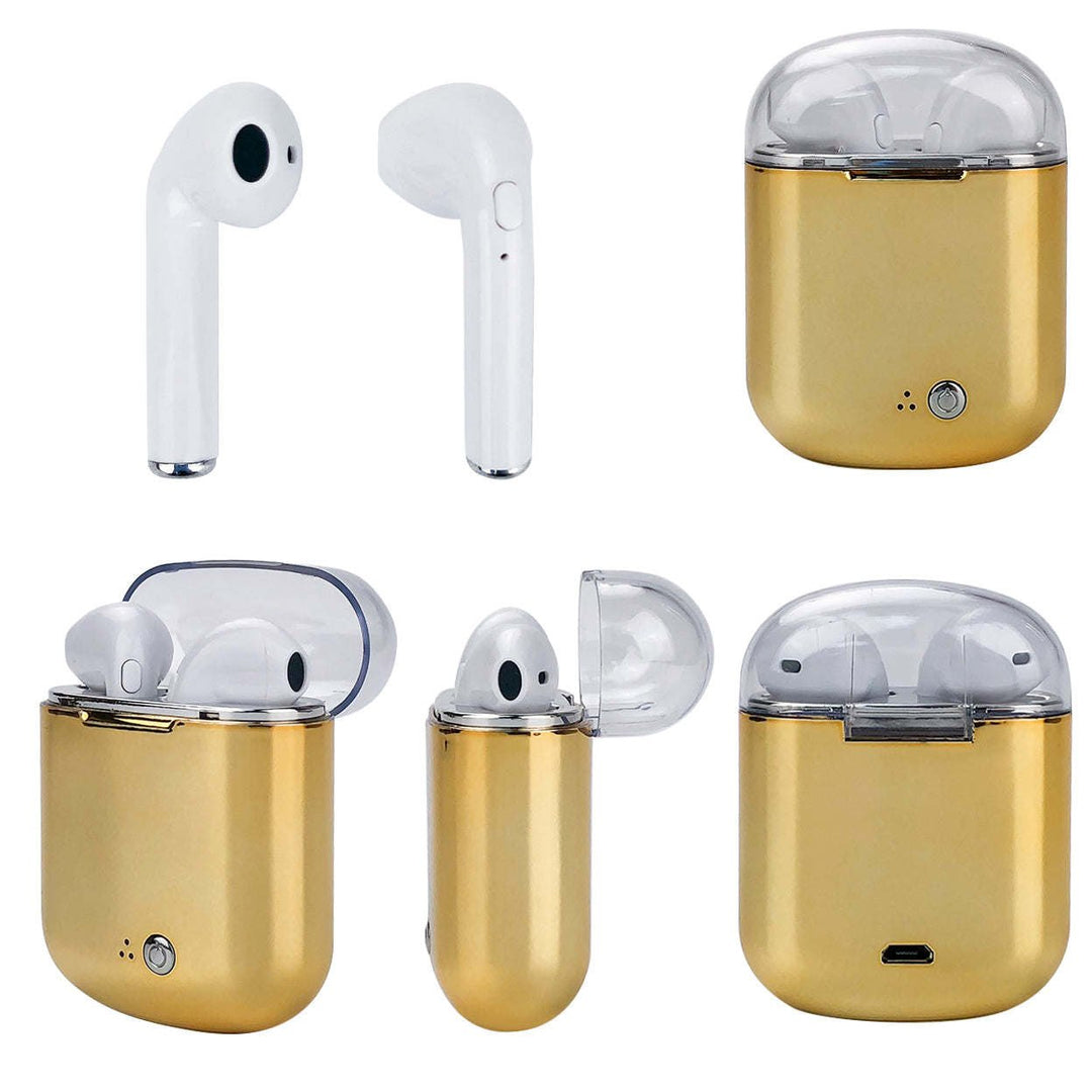 Clear Top Dual Chamber Wireless Bluetooth Earphones With Charging Box Image 1