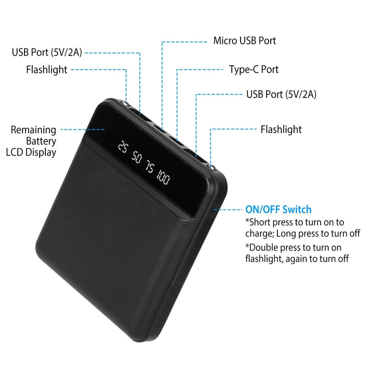 10000mAh Portable Power Bank Mini External Battery Pack Charger w/ Dual USB Ports Image 4