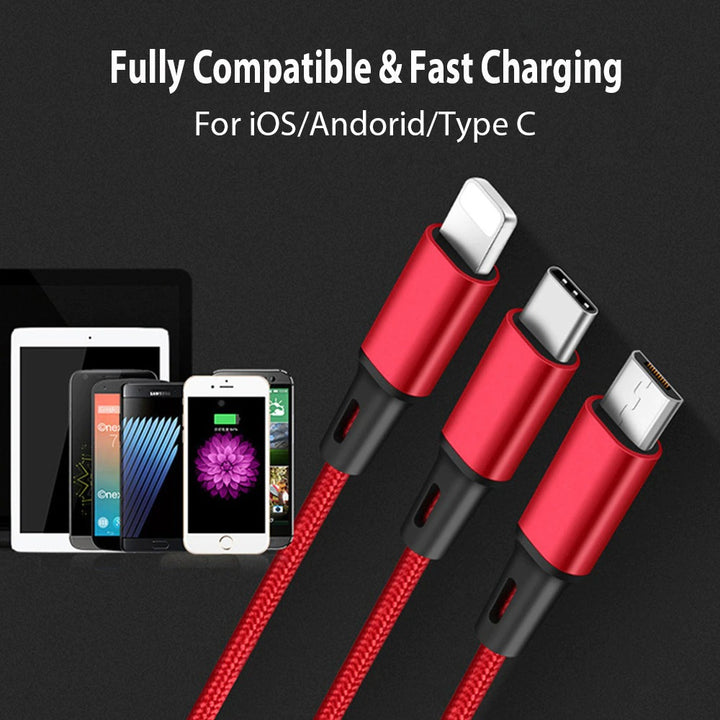 3 in 1 USB Cable For iPhone XS Max XR X 8 7 Charging Charger Micro USB Cable For Android USB TypeC Mobile Phone Cables Image 6