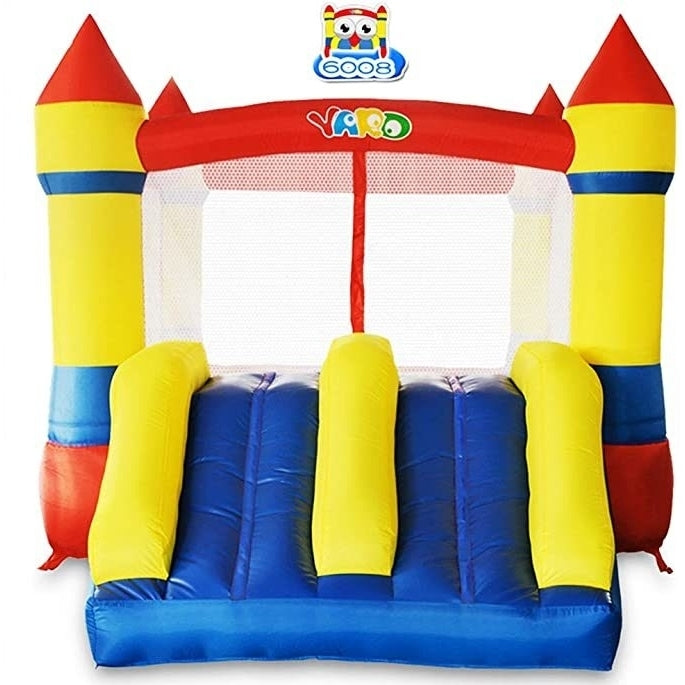 Bounce House Dual Castle Slide with Air Blower with Four-Sided Protection Net Image 1