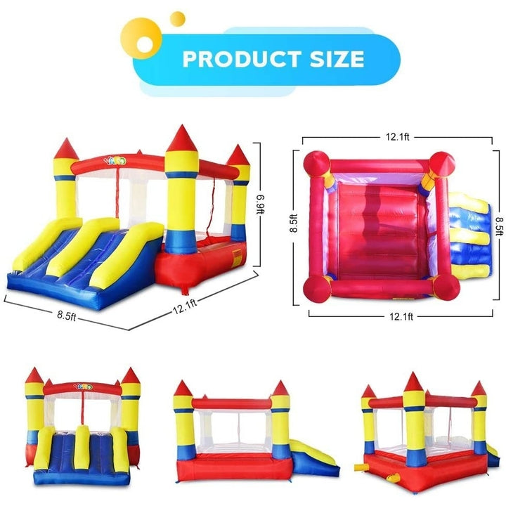 Bounce House Dual Castle Slide with Air Blower with Four-Sided Protection Net Image 4