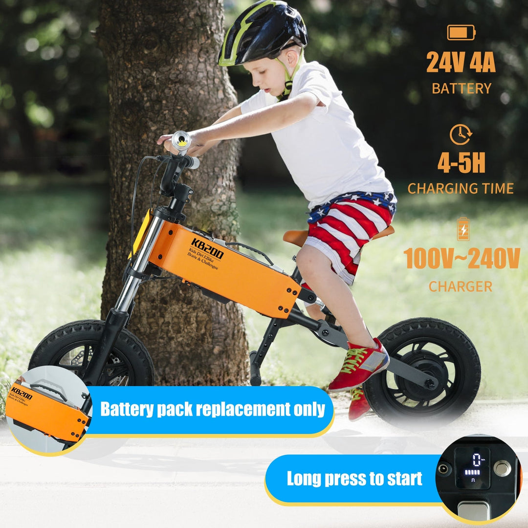 Childrens Outdoor Off-Road Electric Bicycle Orange Image 4