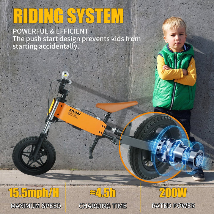 Childrens Outdoor Off-Road Electric Bicycle Orange Image 4