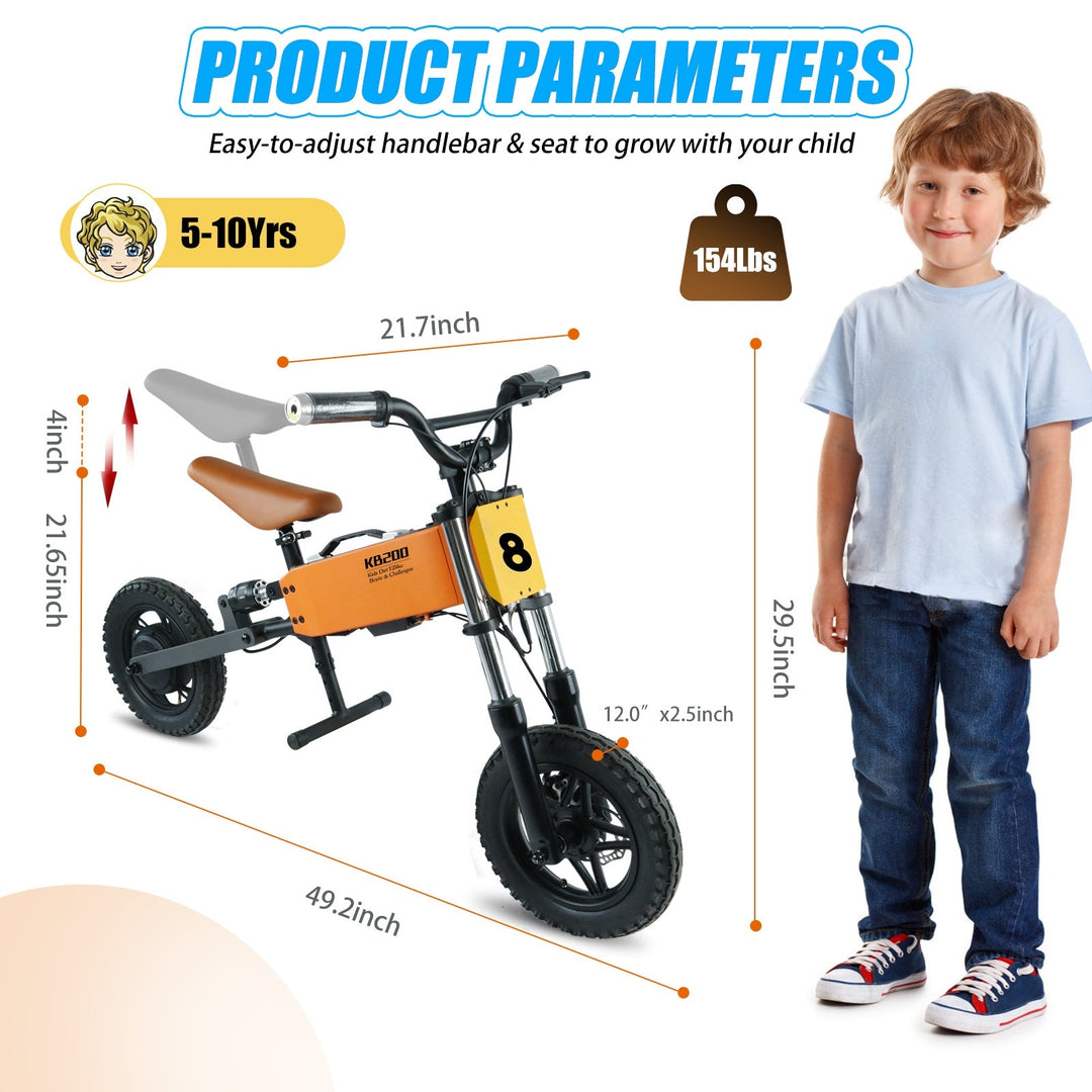 Childrens Outdoor Off-Road Electric Bicycle Orange Image 6