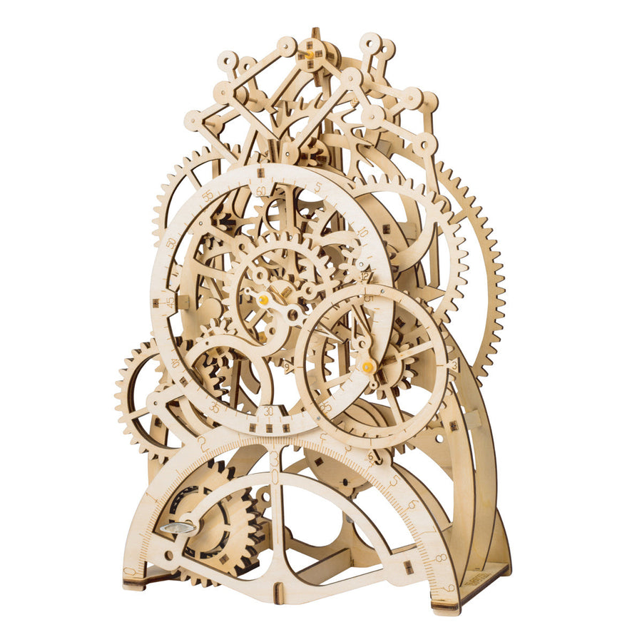 DIY 3D Wooden Puzzle Mechanical Gear Drive Pendulum Clock Image 1