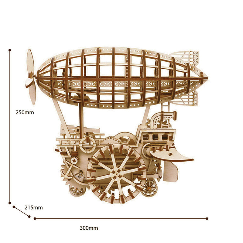 DIY 3D Wooden Puzzle Mechanical Gear Drive Air Vehicle Assembly Model Building Kit Image 3