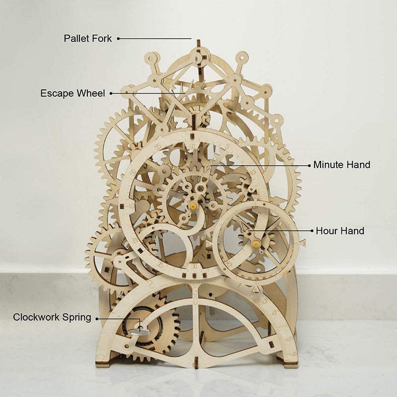 DIY 3D Wooden Puzzle Mechanical Gear Drive Pendulum Clock Image 3