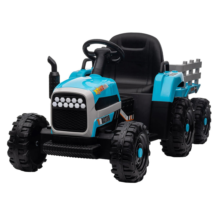 Kids Ride on Tractor with Trailer 12V Battery Blue Image 3