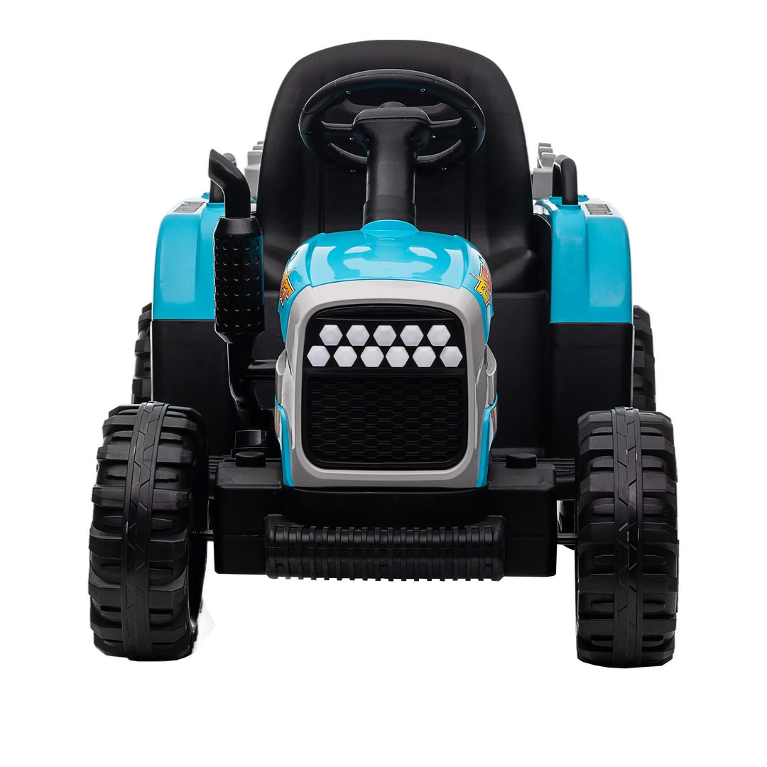 Kids Ride on Tractor with Trailer 12V Battery Blue Image 4