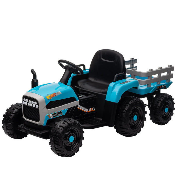 Kids Ride on Tractor with Trailer 12V Battery Blue Image 4