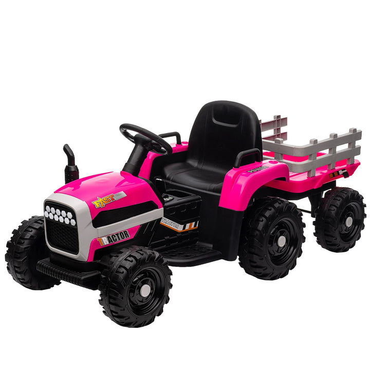 Kids Ride on Tractor with Trailer 12V Battery Red Image 4