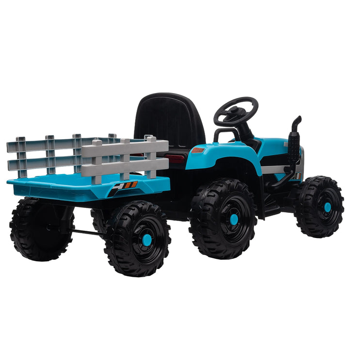 Kids Ride on Tractor with Trailer 12V Battery Blue Image 7