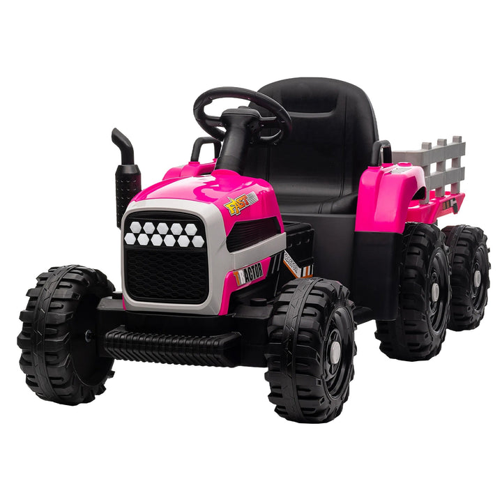 Kids Ride on Tractor with Trailer 12V Battery Red Image 4