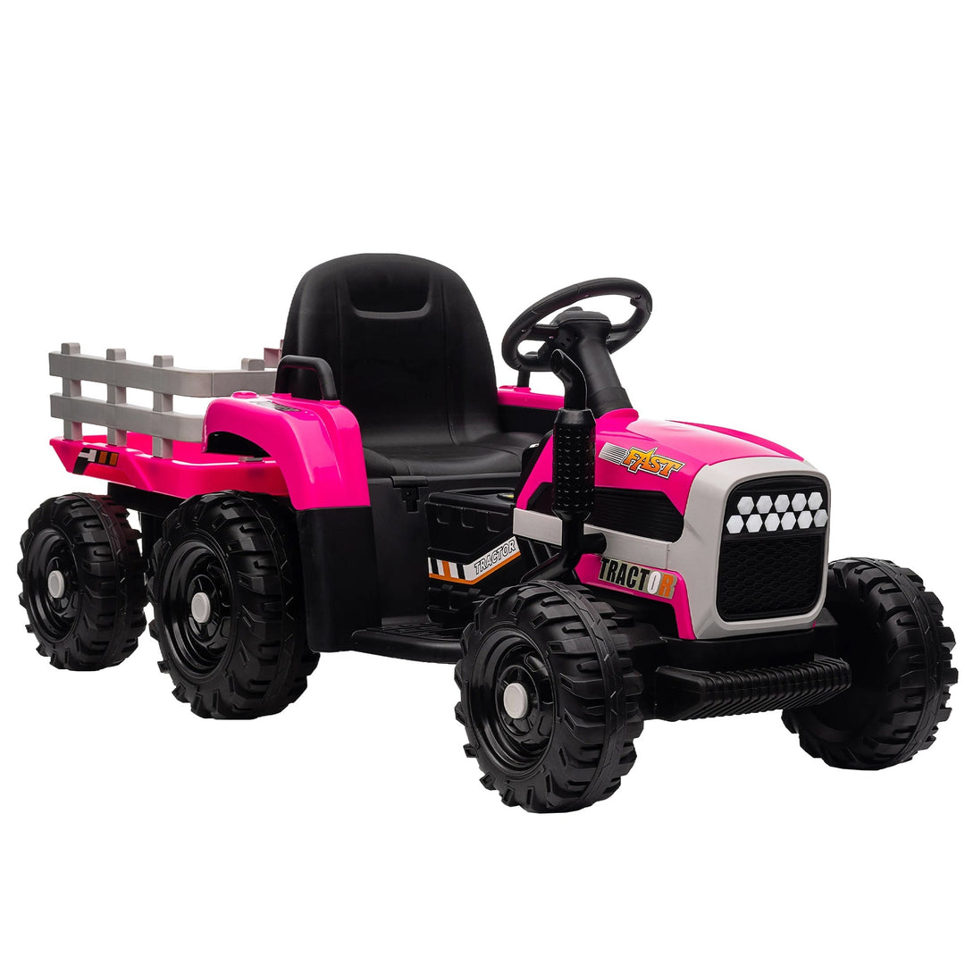 Kids Ride on Tractor with Trailer 12V Battery Red Image 6