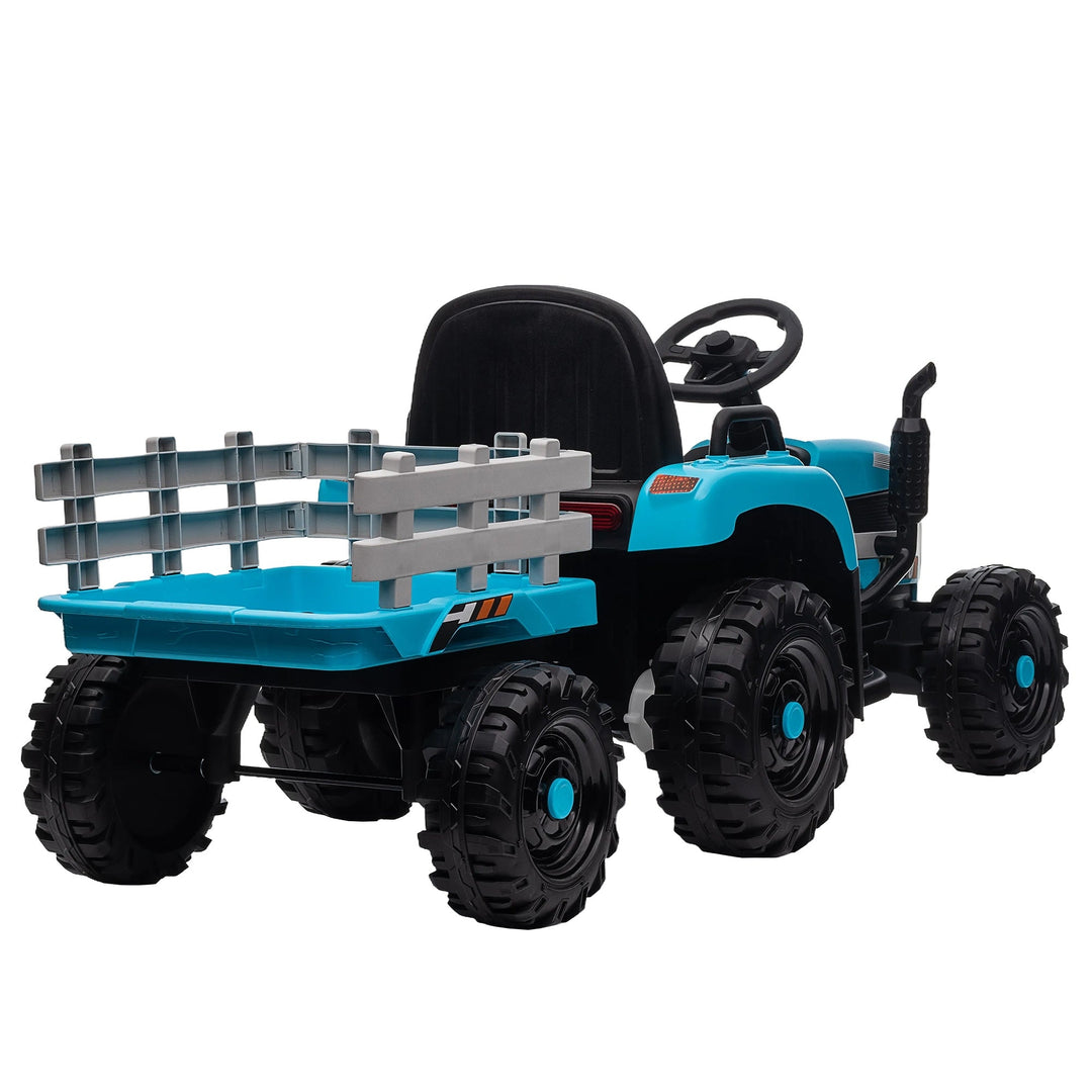 Kids Ride on Tractor with Trailer 12V Battery Blue Image 8