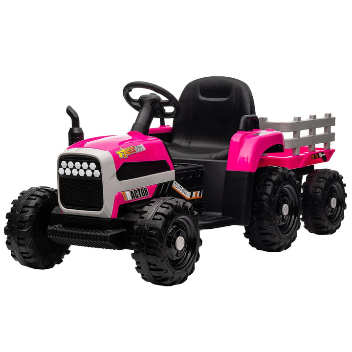 Kids Ride on Tractor with Trailer 12V Battery Red Image 7