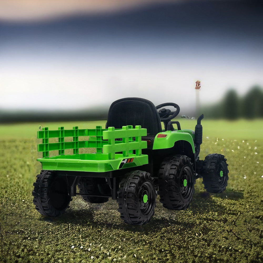 Kids Ride on Tractor with Trailer 12V Green Image 2