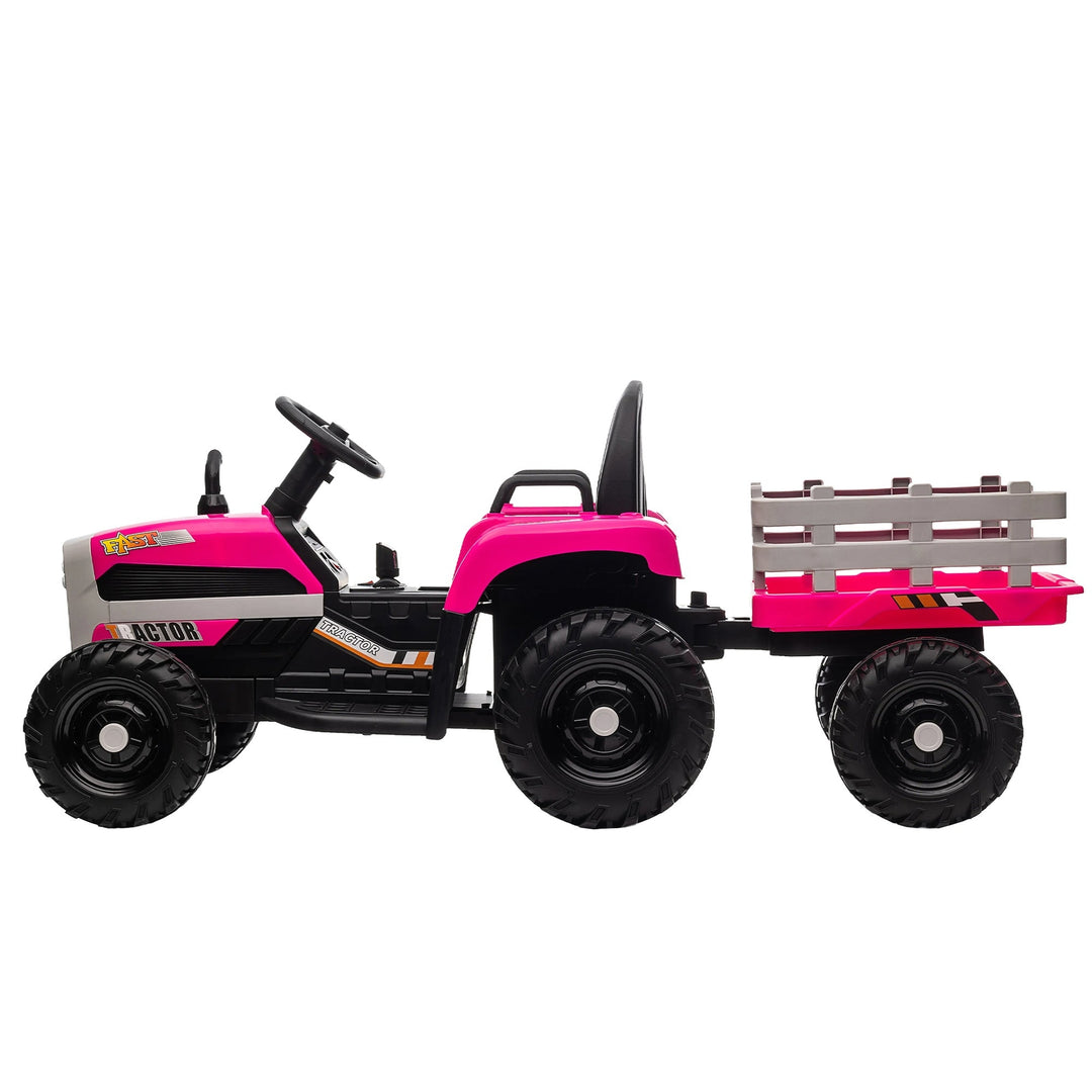 Kids Ride on Tractor with Trailer 12V Battery Red Image 8