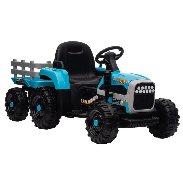 Kids Ride on Tractor with Trailer 12V Battery Blue Image 10