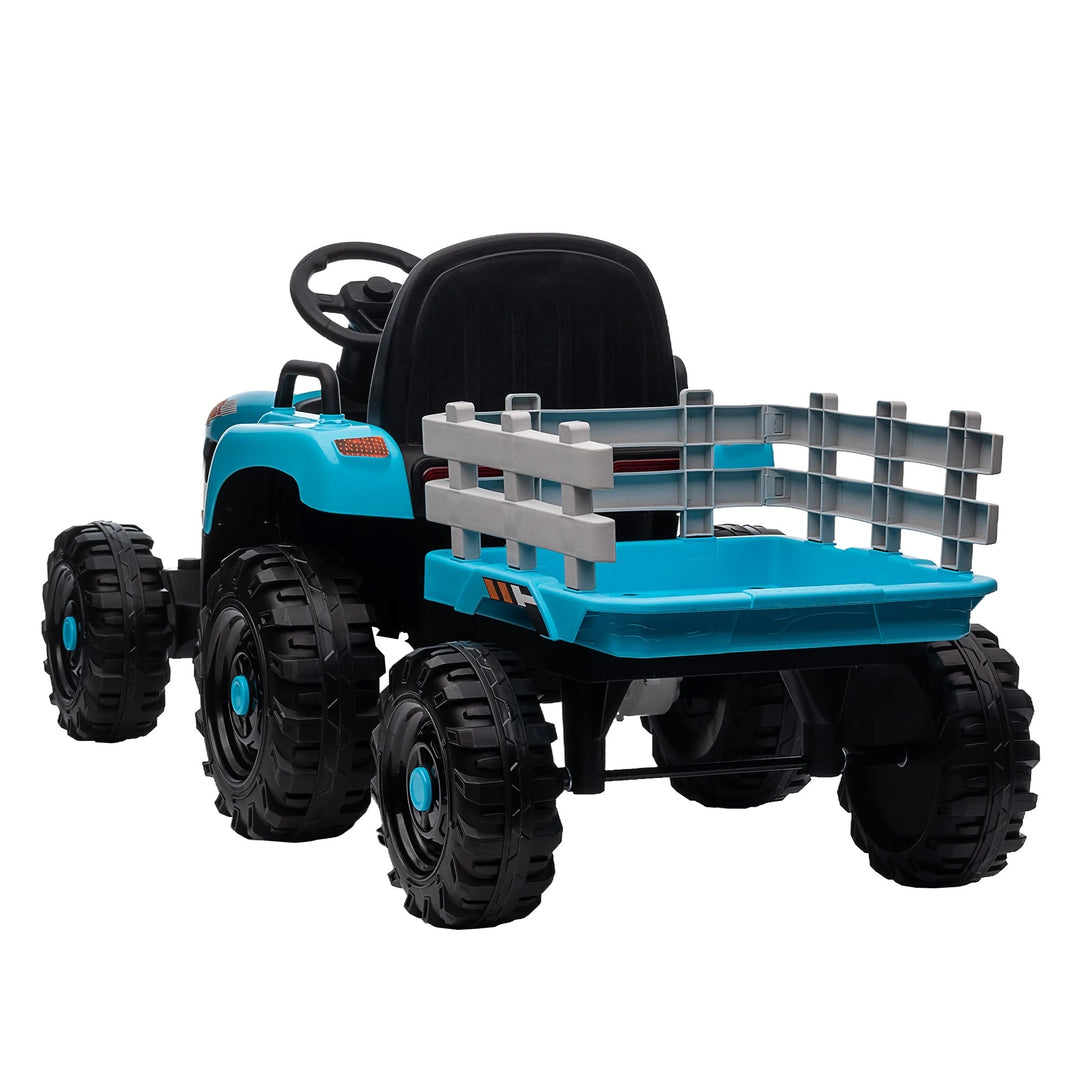 Kids Ride on Tractor with Trailer 12V Battery Blue Image 12