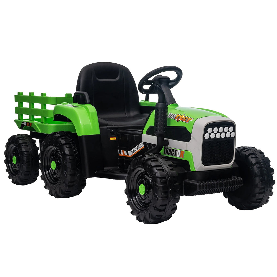 Kids Ride on Tractor with Trailer 12V Green Image 4