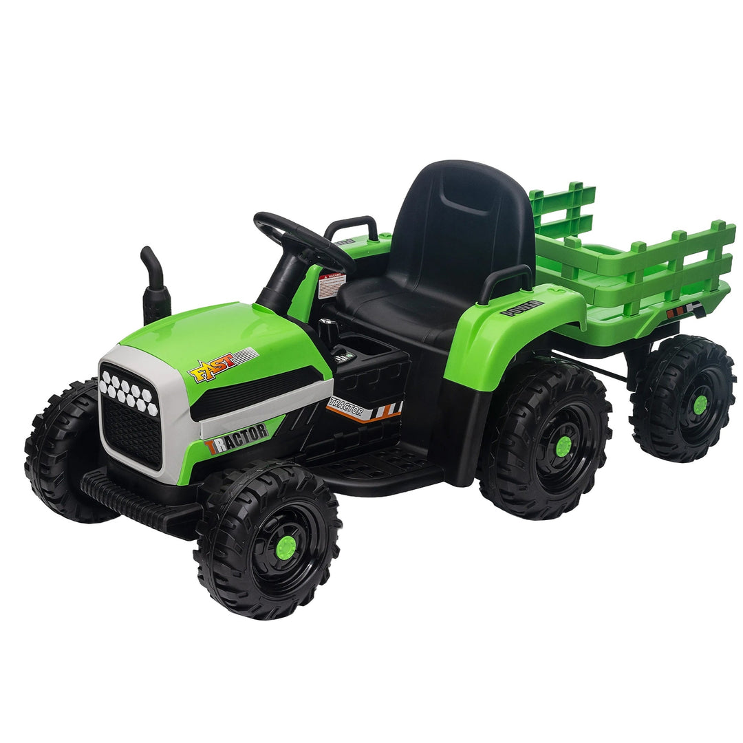 Kids Ride on Tractor with Trailer 12V Green Image 4