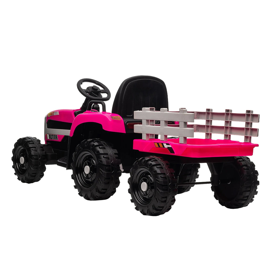 Kids Ride on Tractor with Trailer 12V Battery Red Image 10