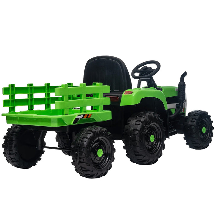 Kids Ride on Tractor with Trailer 12V Green Image 7