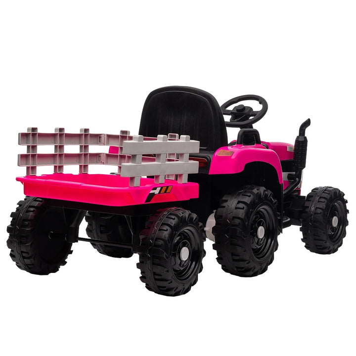 Kids Ride on Tractor with Trailer 12V Battery Red Image 12