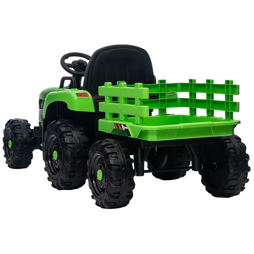 Kids Ride on Tractor with Trailer 12V Green Image 9