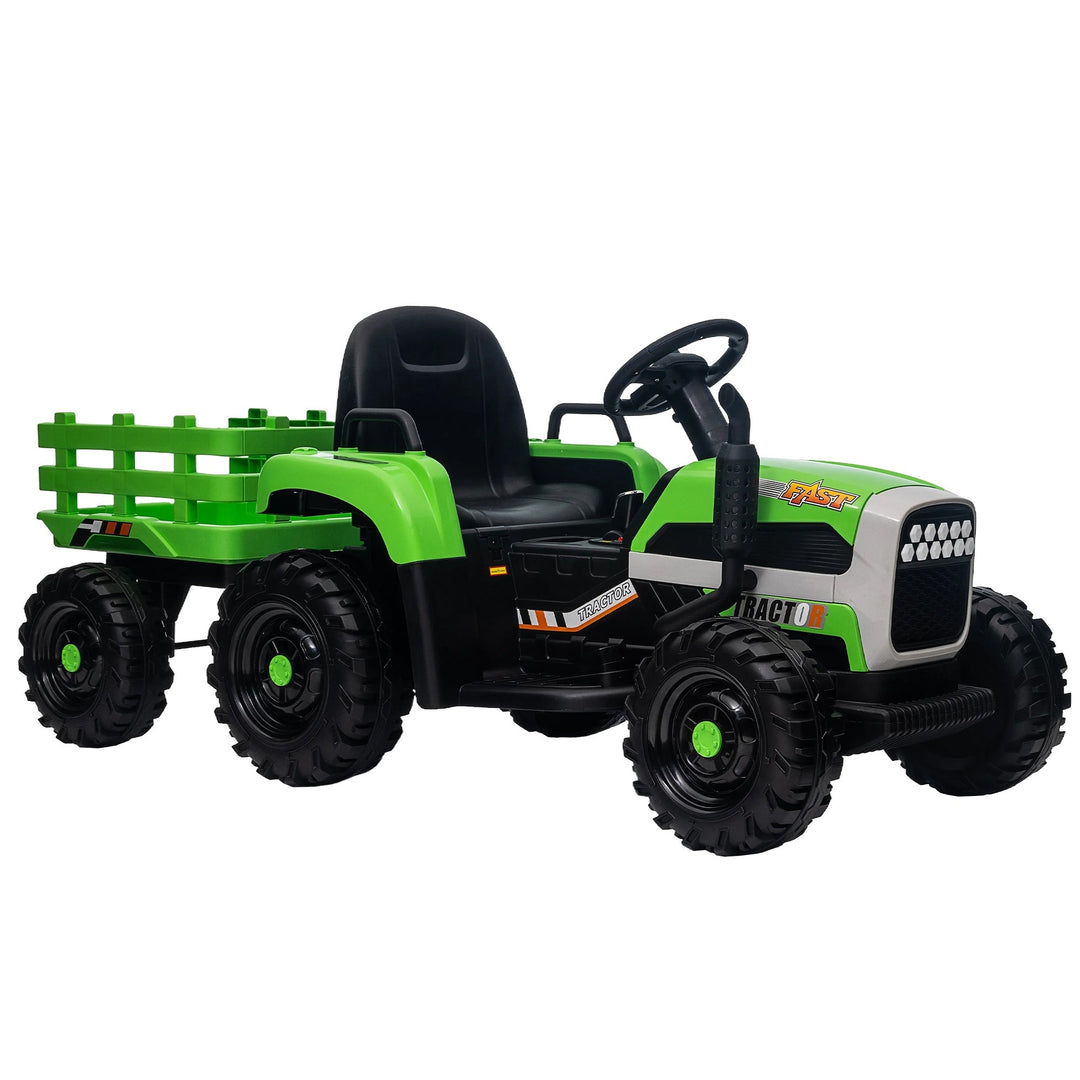 Kids Ride on Tractor with Trailer 12V Green Image 11