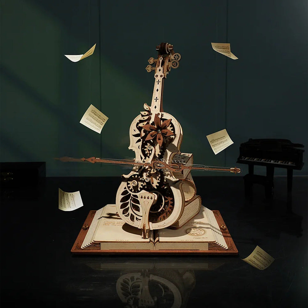 Magic Cello Mechanical Music Box W/ Moveable Stem Image 3