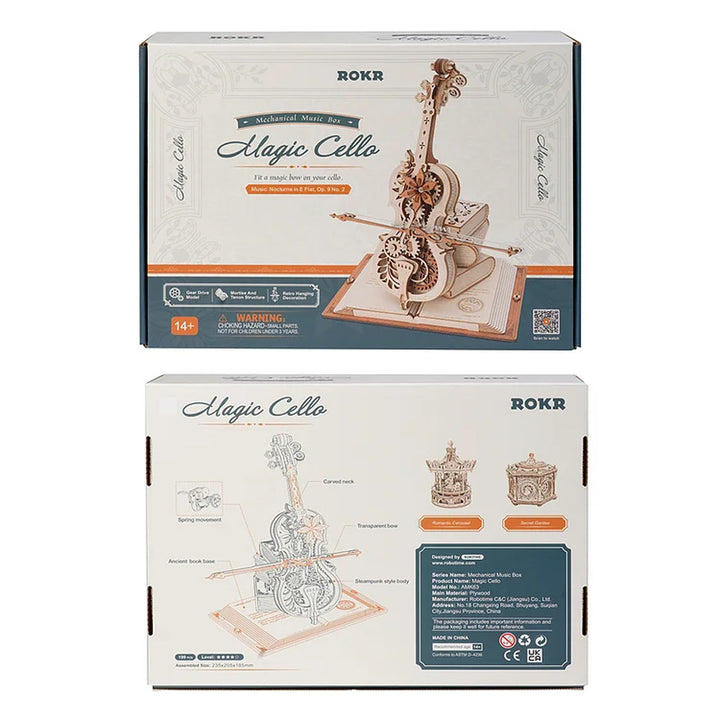 Magic Cello Mechanical Music Box W/ Moveable Stem Image 6