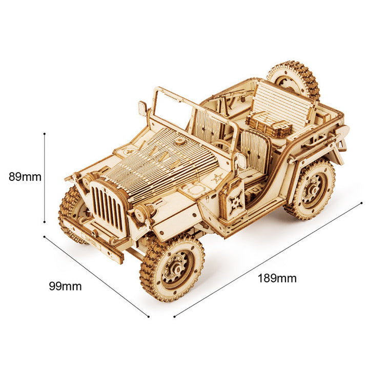 3D Wooden Puzzle Army Jeep Image 3