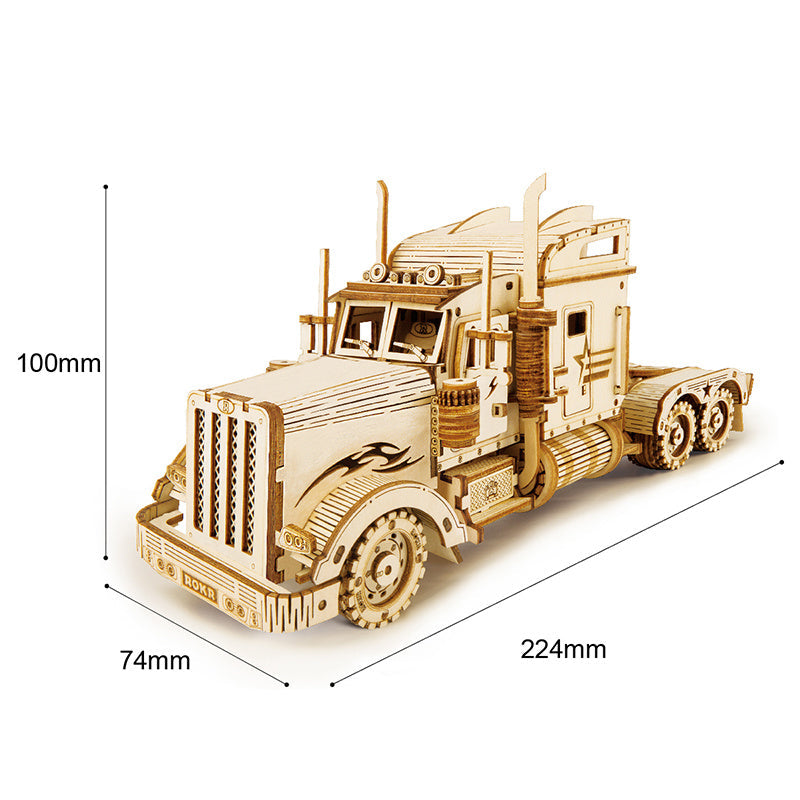 3D Wooden Puzzle Truck Toy Assembly Model Building Kit Image 3