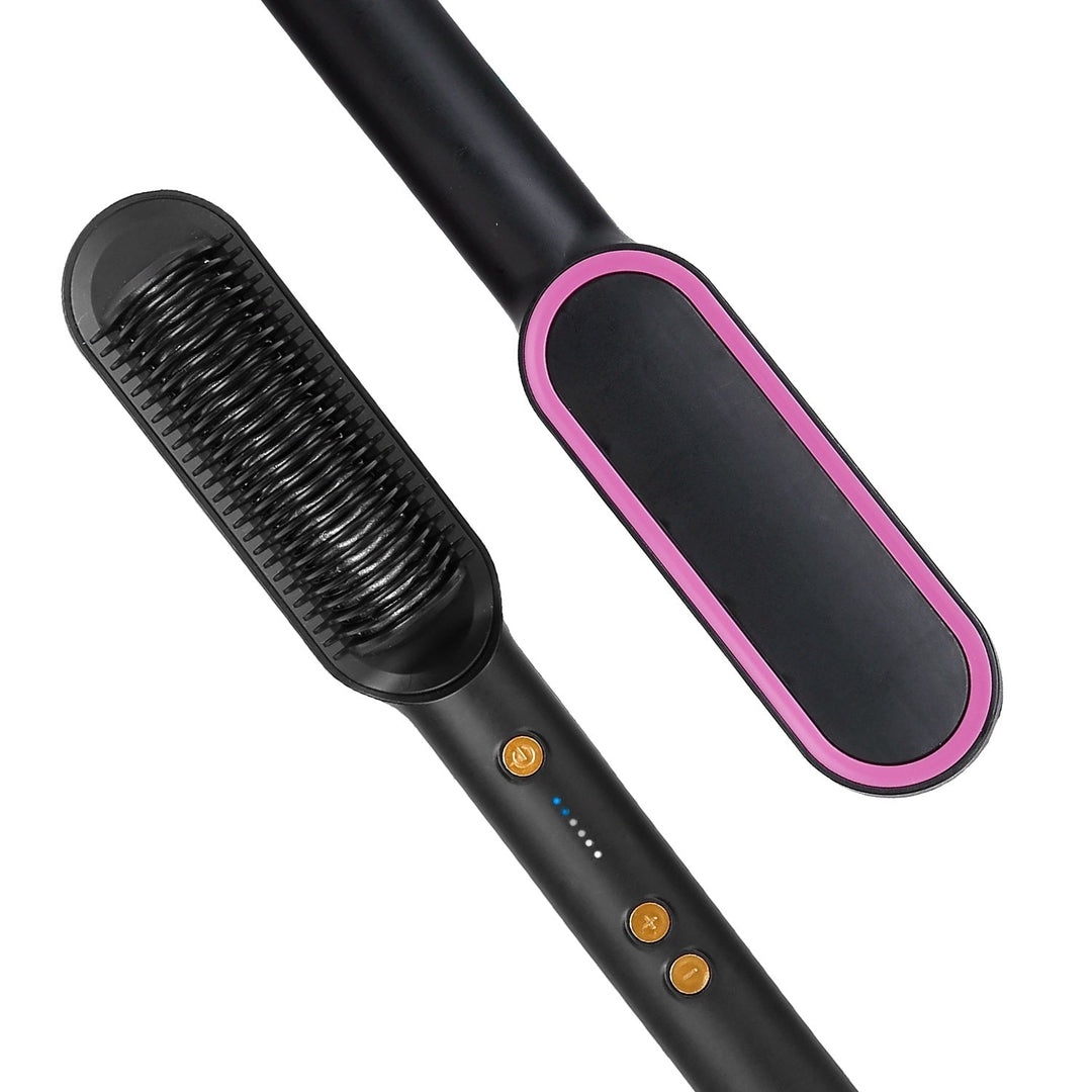 5 Temperature Electric Hair Straightener Brush Curler Hot Comb Adjustment 10S Fast Heating Image 10