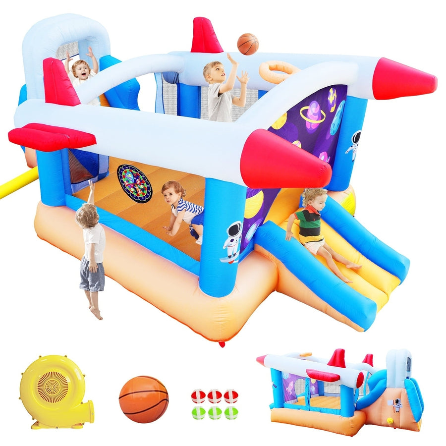 6 in 1 Outdoor Indoor Inflatable Bouncer with BasketballSlide And Blower Image 1