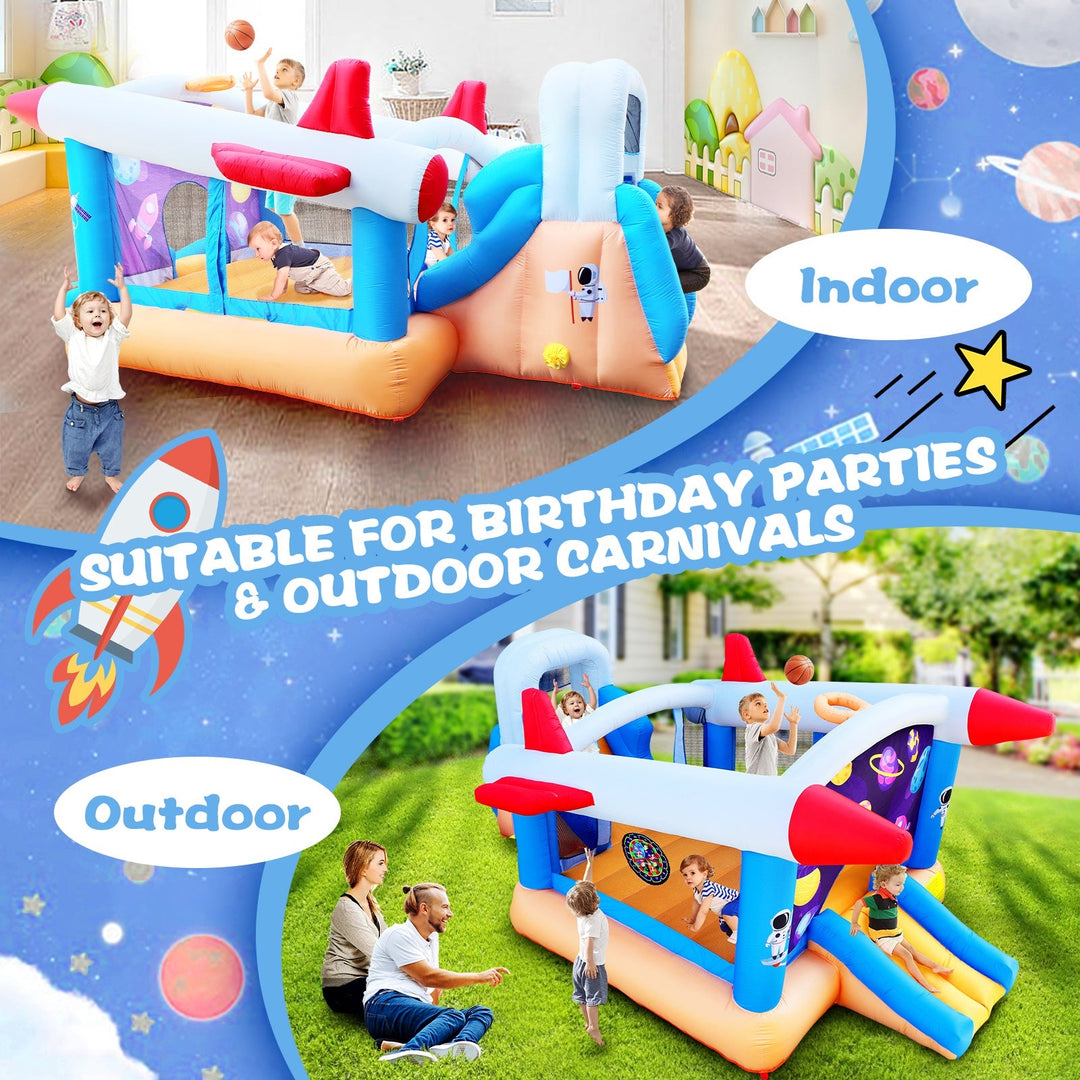 6 in 1 Outdoor Indoor Inflatable Bouncer with BasketballSlide And Blower Image 3