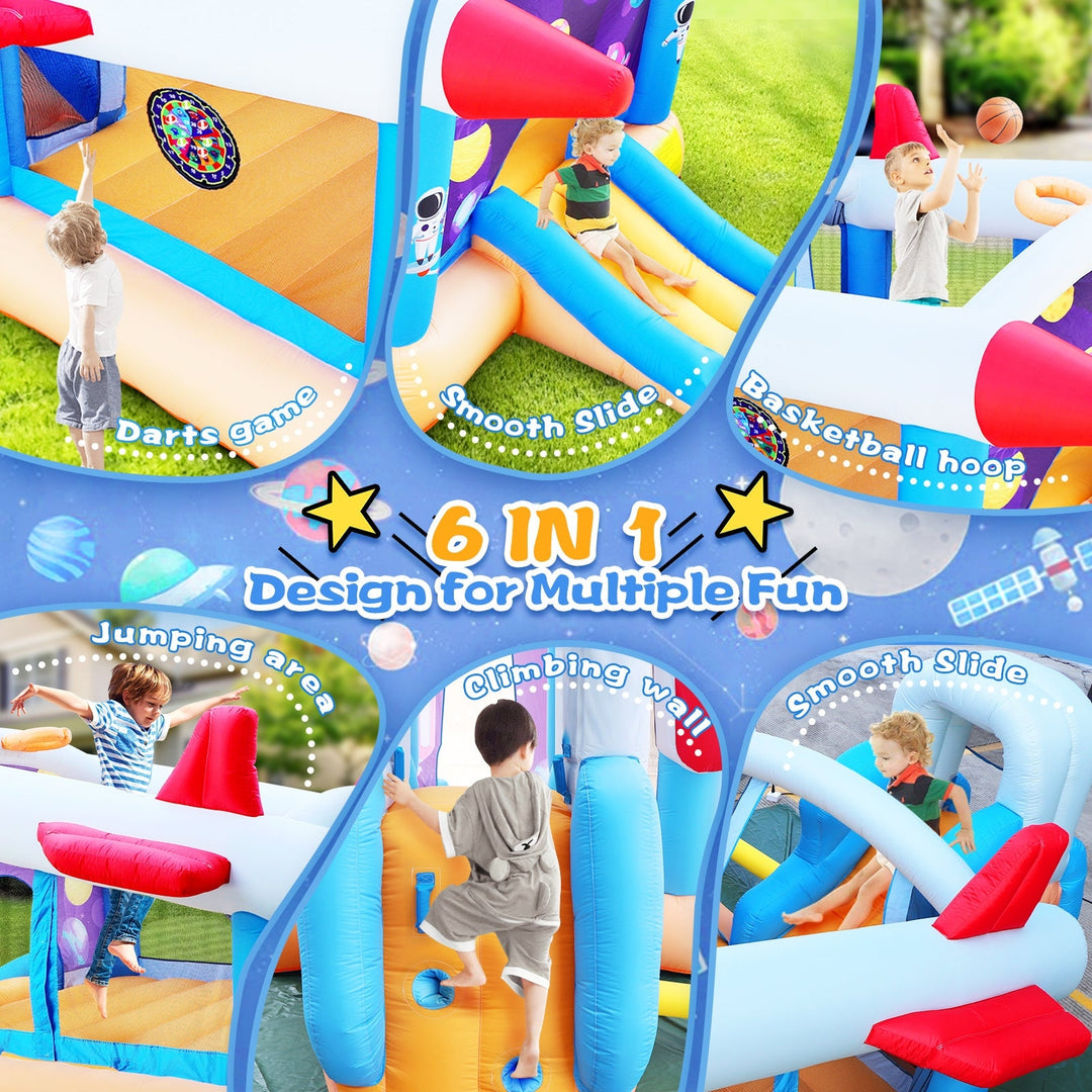 6 in 1 Outdoor Indoor Inflatable Bouncer with BasketballSlide And Blower Image 4