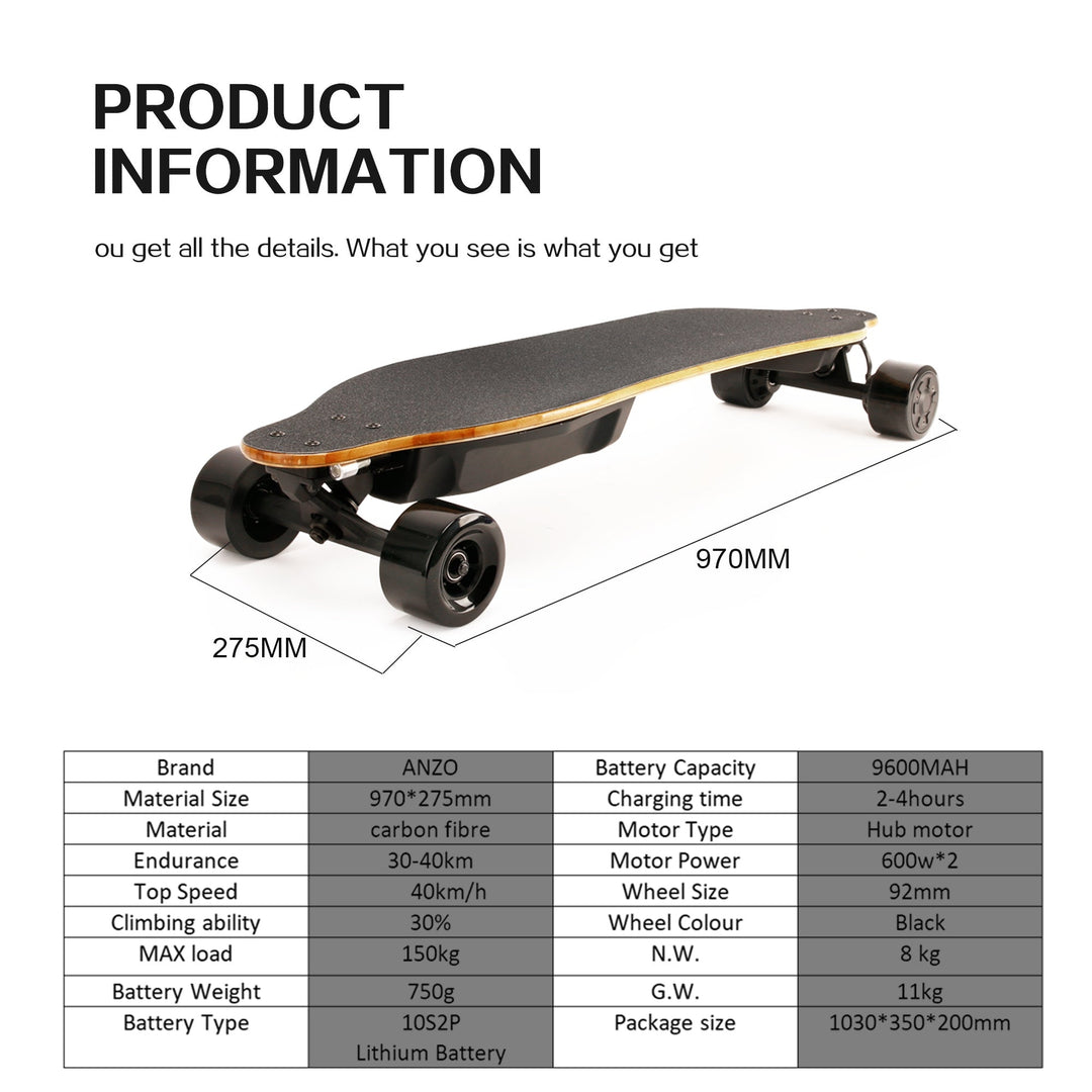 600 Watt 2 dual Hub motors Electric Longboard 36V Image 4